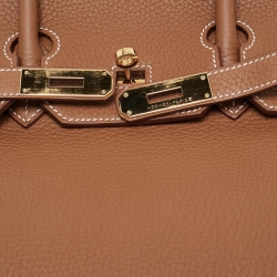 Hermes Gold Taurillon Clemence Leather Gold Finish Birkin 35 Bag