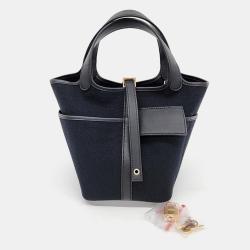 Pre Owned Hermes Black Canvas and Leather Cargo Lock Picotin 18 Tote Bag