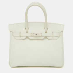 Hermès  Blanc Epsom Leather Palladium Finish Birkin 30 Bag