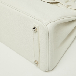 Hermès  Blanc Epsom Leather Palladium Finish Birkin 30 Bag