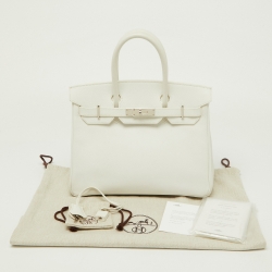 Hermès  Blanc Epsom Leather Palladium Finish Birkin 30 Bag