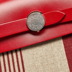 مملوكة مسبقًا Hermes Bordeaux/Ficelle/Rouge Piment H Vibration Canvas and Leather Herbag Zip 31 Bag