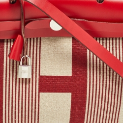 مملوكة مسبقًا Hermes Bordeaux/Ficelle/Rouge Piment H Vibration Canvas and Leather Herbag Zip 31 Bag