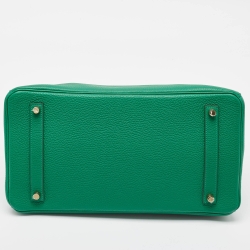 Hermes Vert Vertigo Taurillon Clemence Leather Gold Finish Birkin 35 Bag