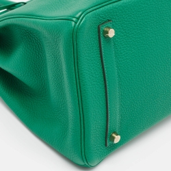 Hermes Vert Vertigo Taurillon Clemence Leather Gold Finish Birkin 35 Bag