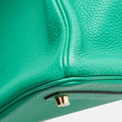 Hermes Vert Vertigo Taurillon Clemence Leather Gold Finish Birkin 35 Bag