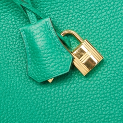 Hermes Vert Vertigo Taurillon Clemence Leather Gold Finish Birkin 35 Bag