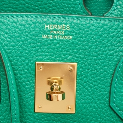 Hermes Vert Vertigo Taurillon Clemence Leather Gold Finish Birkin 35 Bag