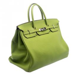 Hermes Pistacio Green Togo Leather Palladium Hardware Birkin 40 Bag