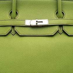 Hermes Pistacio Green Togo Leather Palladium Hardware Birkin 40 Bag