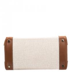 Hermes Brown/Beige Canvas And Box Calf Leather Gold Hardware Birkin 35 Bag