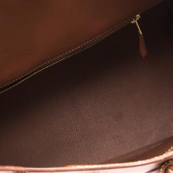 Hermes Brown/Beige Canvas And Box Calf Leather Gold Hardware Birkin 35 Bag