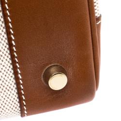Hermes Brown/Beige Canvas And Box Calf Leather Gold Hardware Birkin 35 Bag