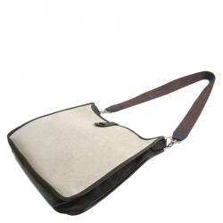 Pre Owned Hermes Bi Color Canvas/Leather Evelyne PM Bag