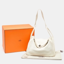 Pre Owned Hermès White Taurillon Togo Leather Palladium Finish Lindy 34 Bag