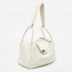 Pre Owned Hermès White Taurillon Togo Leather Palladium Finish Lindy 34 Bag