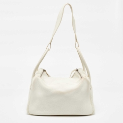 Pre Owned Hermès White Taurillon Togo Leather Palladium Finish Lindy 34 Bag