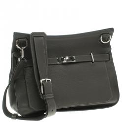 Pre Owned Hermes Vert Gris Taurillon Clemence Leather Jypsiere 37 Bag