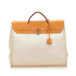 Pre Owned Hermes Tan Canvas/Leather 2-in-1 Herbag MM Bag
