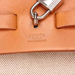 Pre Owned Hermes Tan Canvas/Leather 2-in-1 Herbag MM Bag