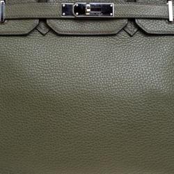 Pre Owned Hermes Olive Green Togo Leather Palladium Hardware Birkin 35 Bag