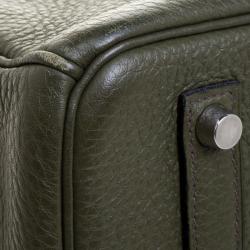 Pre Owned Hermes Olive Green Togo Leather Palladium Hardware Birkin 35 Bag