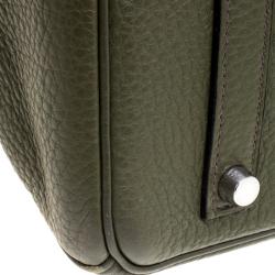 Pre Owned Hermes Olive Green Togo Leather Palladium Hardware Birkin 35 Bag