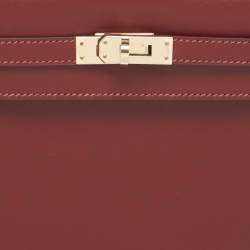 Pre Owned Hermes Rouge H Sombrero Leather Gold Finish Kelly Sellier 25 Bag