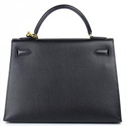 Pre Owned Hermes Noir Ardennes Leather Gold Hardware Kelly Sellier 35 Bag