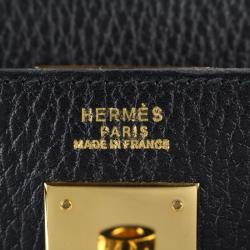 Pre Owned Hermes Noir Ardennes Leather Gold Hardware Kelly Sellier 35 Bag