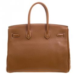 Hermes Brown Togo Leather Gold Hardware Birkin 35 Bag