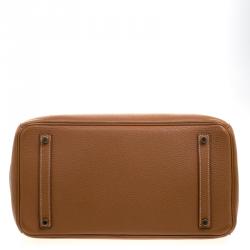 Hermes Brown Togo Leather Gold Hardware Birkin 35 Bag