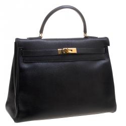 Pre Owned Hermes Noir Ardennes Leather Gold Hardware Kelly Retourne 35 Bag