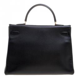 Pre Owned Hermes Noir Ardennes Leather Gold Hardware Kelly Retourne 35 Bag