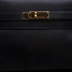 Pre Owned Hermes Noir Ardennes Leather Gold Hardware Kelly Retourne 35 Bag