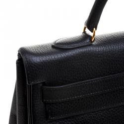 Pre Owned Hermes Noir Ardennes Leather Gold Hardware Kelly Retourne 35 Bag