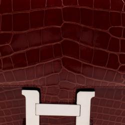 Pre Owned Hermes Rouge H Alligator Mini Palladium Hardware Constance Bag