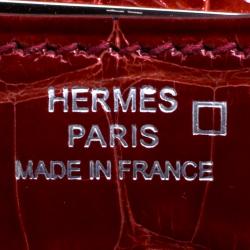 Pre Owned Hermes Rouge H Alligator Mini Palladium Hardware Constance Bag