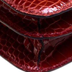 Pre Owned Hermes Rouge H Alligator Mini Palladium Hardware Constance Bag