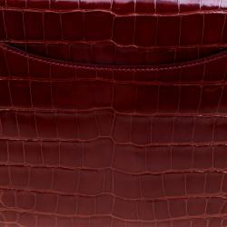 Pre Owned Hermes Rouge H Alligator Mini Palladium Hardware Constance Bag