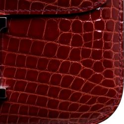 Pre Owned Hermes Rouge H Alligator Mini Palladium Hardware Constance Bag