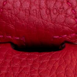 Pre Owned Hermes Rouge Garance Clemence Leather Evelyne III PM Bag