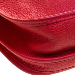 Pre Owned Hermes Rouge Garance Clemence Leather Evelyne III PM Bag