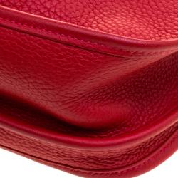 Pre Owned Hermes Rouge Garance Clemence Leather Evelyne III PM Bag