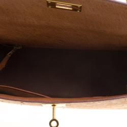 Pre Owned Hermes Cognac Ostrich Gold Hardware Kelly Sellier 28 Bag