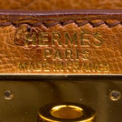 Pre Owned Hermes Cognac Ostrich Gold Hardware Kelly Sellier 28 Bag