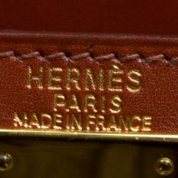 Pre Owned Hermes Brique Box Calf Leather Gold Hardware Kelly Sellier 28 Bag