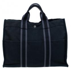 Pre Owned Hermes Black Herline Tote MM