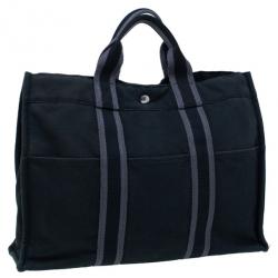 Pre Owned Hermes Black Herline Tote MM