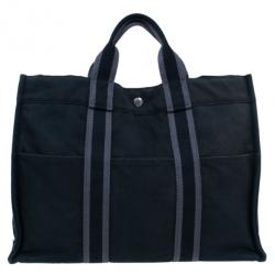 Pre Owned Hermes Black Herline Tote MM